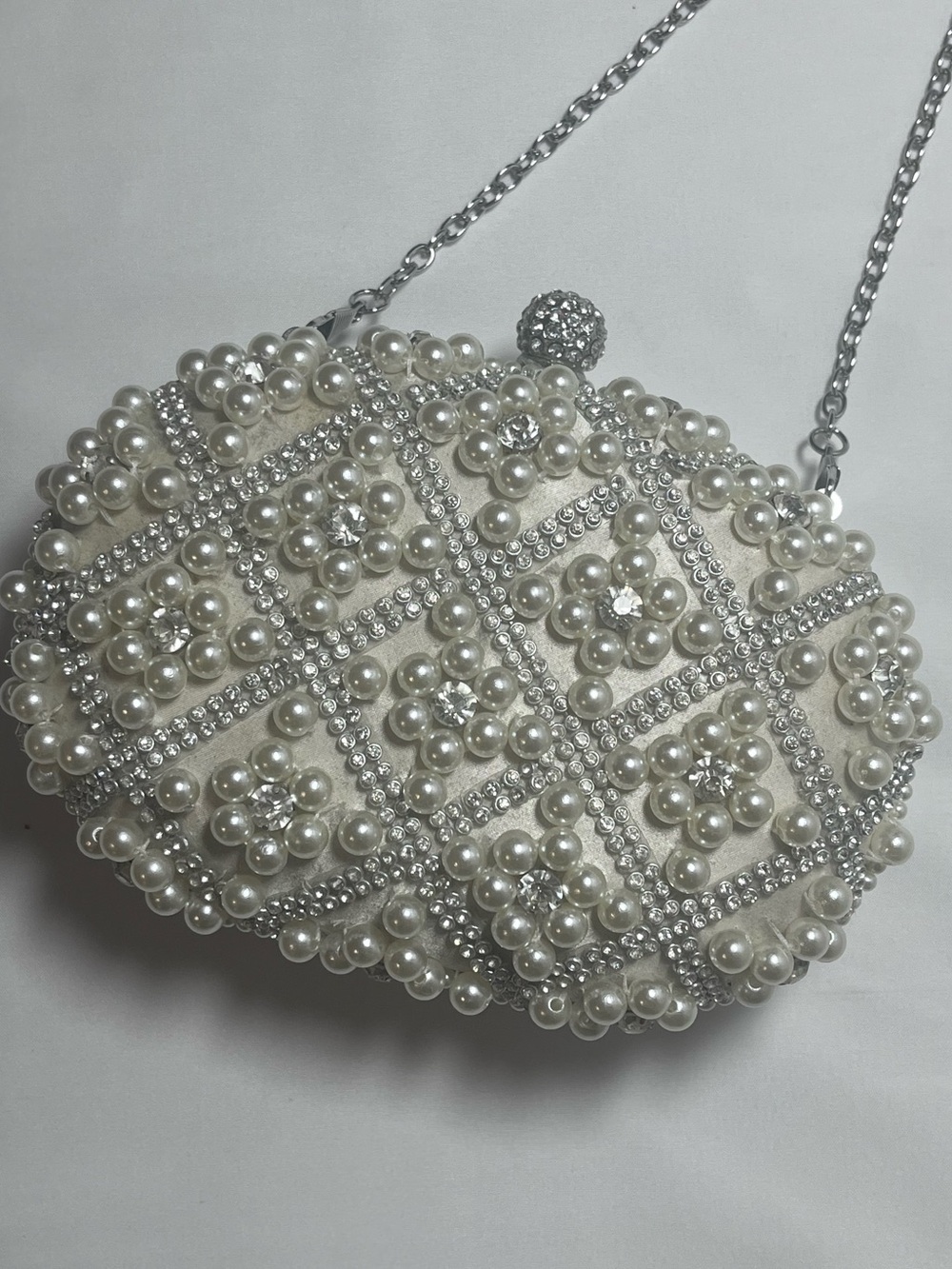ALDO Pearl & Rhinestone Beaded Oval Evening Bag